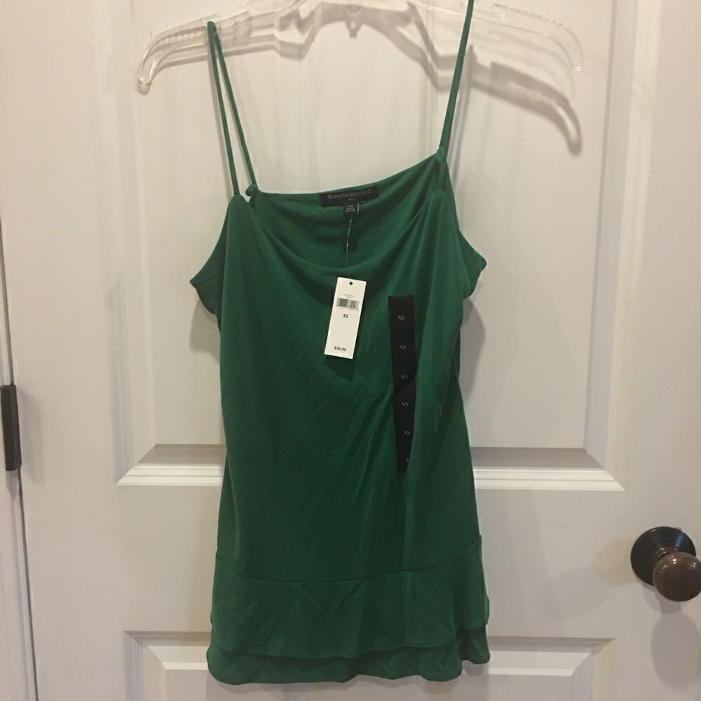 Banana Republic green XS tank top ruffles bottom sleeveless shirt